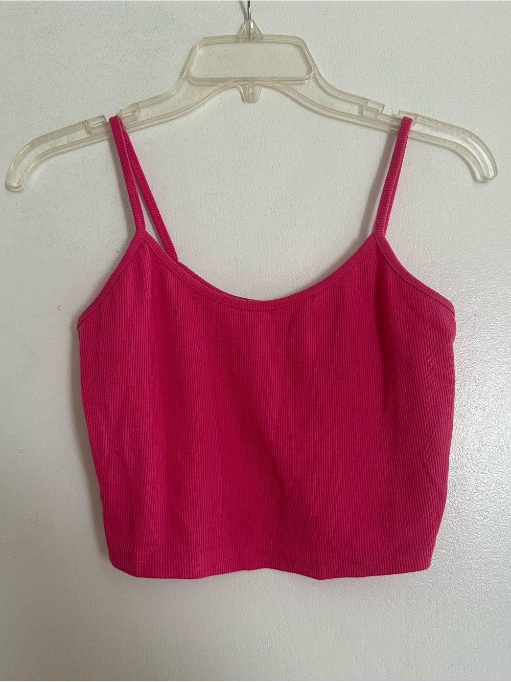 Fuchsia Ribbed Cropped Cami Tank Top